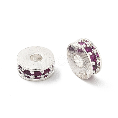 Brass Micro Pave Cubic Zirconia Beads KK-R216-14S-01-1