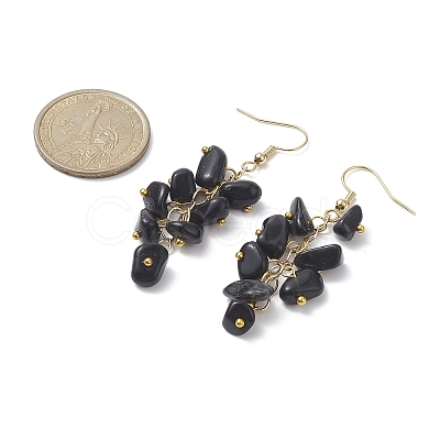 Natural Obsidian Chips Dangle Earrings EJEW-JE05266-04-1