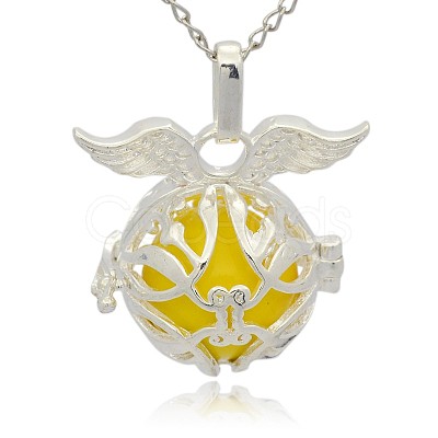 Silver Color Plated Brass Cage Pendants KK-J213-16S-1