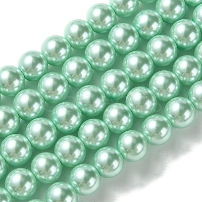 Eco-Friendly Dyed Glass Pearl Round Bead Strands HY-A002-8mm-RB034-1