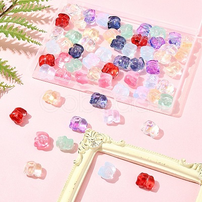 60Pcs 10 Colors Spray Painted Glass Beads GLAA-FS0002-05-1