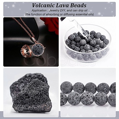 Unwaxed Natural Lava Rock Bead Strands X-G-F309-8mm-1