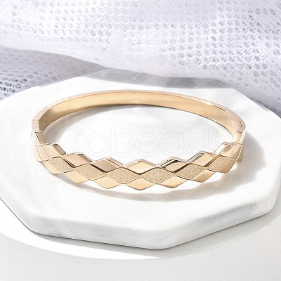 Ion Plating(IP) 304 Stainless Steel Hinged Bangles for Women BJEW-A011-15RG-1