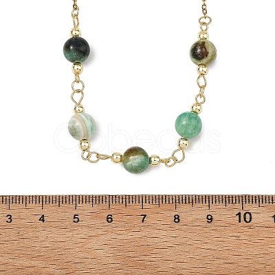 Handmade Natural Green Line Jasper Round Beaded Station Necklaces NJEW-JN06199-1