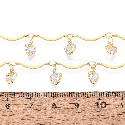Brass Glass Scalloped Bar Chains CHC-T018-08G-1