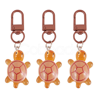 3Pcs Resin Tortoise Pendant Decorations HJEW-TA0001-39F-1