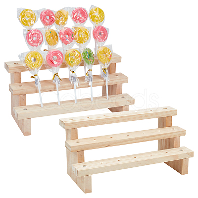 3-Layer Detachable Wood Display Riser Stands for Lollipops Ice Cream ODIS-WH0078-25B-1