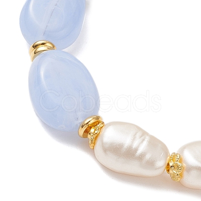 Imitation Gemstone & ABS Imitation Pearl Acrylic Beaded Bracelets for Women BJEW-JB12157-01-1