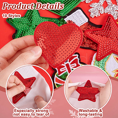 Christmas Theme Computerized Embroidery Polyester Iron On/Sew On Patches DIY-PH0023-25-1
