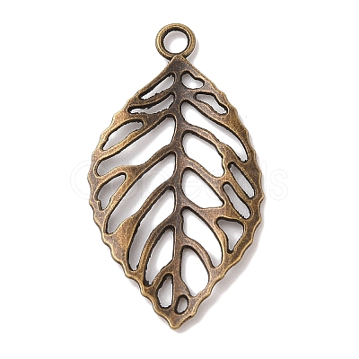 Tibetan Style Alloy Filigree Leaf Pendants LS-TIBEP-Q040-023AB-NR-1