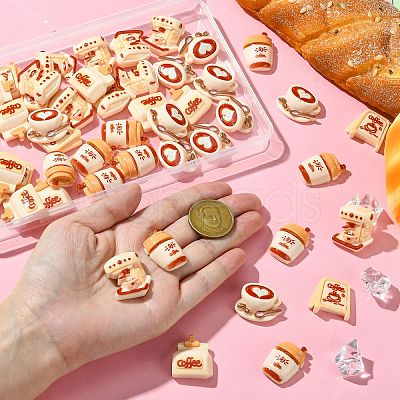 50Pcs 5 Styles Coffee Theme Opaque Resin Decoden Cabochons FIND-CJ0011-15-1