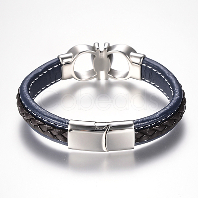Men's Braided Leather Cord Bracelets BJEW-H559-15C-1