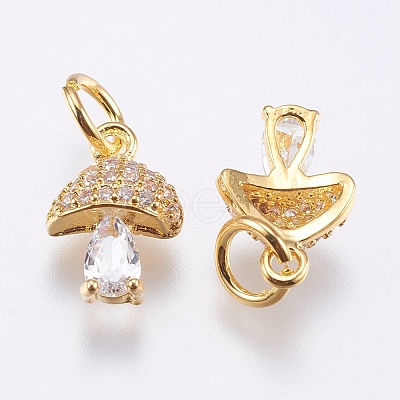 Brass Micro Pave Cubic Zirconia Charms X-RB-I077-25G-RS-1