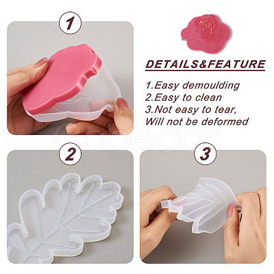 8Pcs 8 Styles Flower & Leaf DIY Cup Mat Silicone Molds DIY-FW0001-25-1