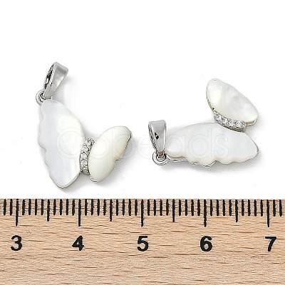 Natural White Shell Butterfly Pendants KK-U043-25P-1