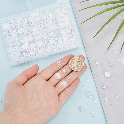 70G 5 Styles ABS Plastic Imitation Pearl Cabochons OACR-SC0001-45D-1