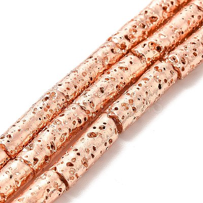 Electroplated Natural Lava Rock Beads Strands G-G984-02RG-1