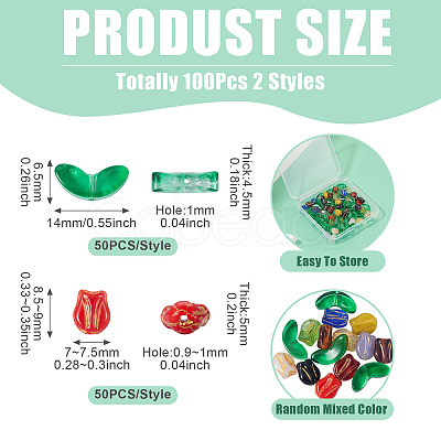 100Pcs 2 Styles Transparent Glass Beads GLAA-TA0003-93-1