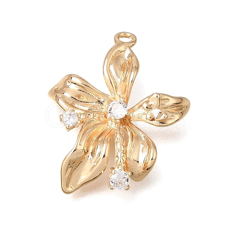 Brass Micro Pave Clear Cubic Zirconia Pendants KK-N290-25G-1