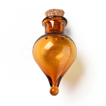 Teardrop Glass Cork Bottles Ornament AJEW-A039-01C-1