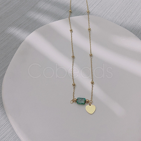 Natural Turquoise Column Pendant Necklaces XN6396-2-1