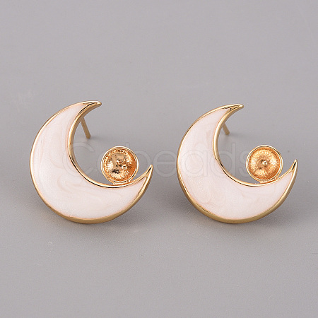 Brass Enamel Stud Earrings Findings KK-T062-115G-B-NF-1
