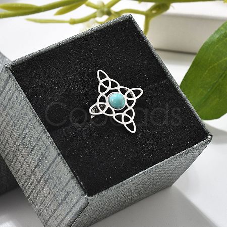 Synthetic Turquoise Finger Rings RJEW-I110-02P-01-1
