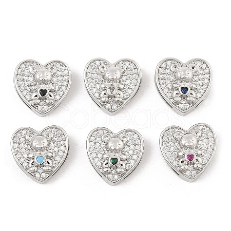 Brass Micro Pave Cubic Zirconia Slide Charms ZIRC-I068-05P-1