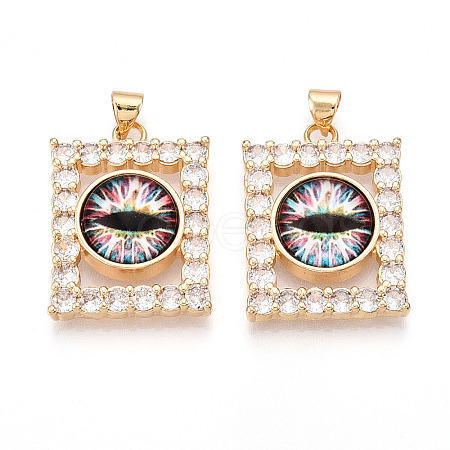 Brass Micro Pave Clear Cubic Zirconia Pendants for Women KK-T070-91A-05-1