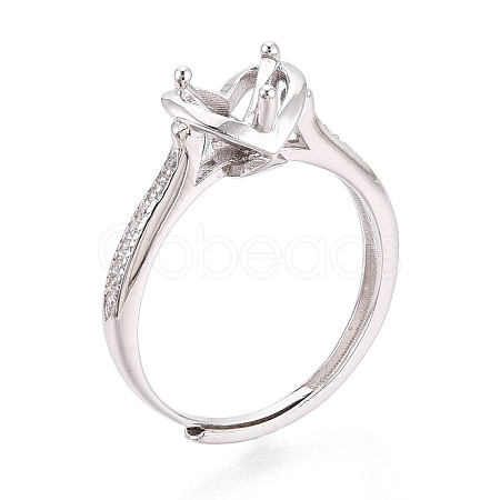 Rhodium Plated 925 Sterling Silver Micro Pave Cubic Zirconia Engagement Solitaire Ring Settings STER-N016-76P-1