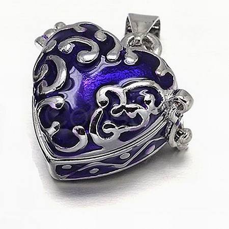 Enamel Heart Rack Plating Platinum Brass Prayer Box Pendants KK-L101-01B-1