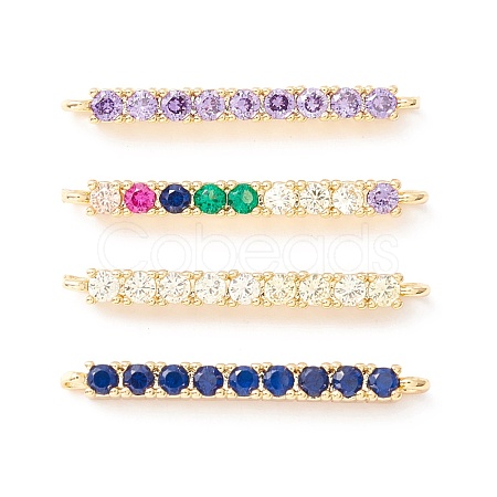 Rack Plating Brass Micro Pave Cubic Zirconia Connestor Charms KK-D073-03G-NR-1