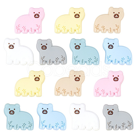 14Pcs 7 Colors Bear Food Grade Eco-Friendly Silicone Beads SIL-GO0001-09-1