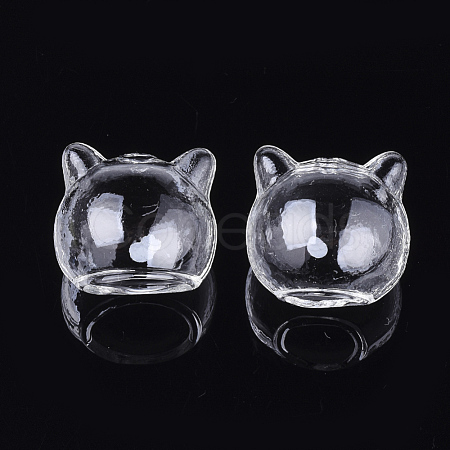 Handmade Kitten Blown Glass Globe Beads BLOW-T001-31-1