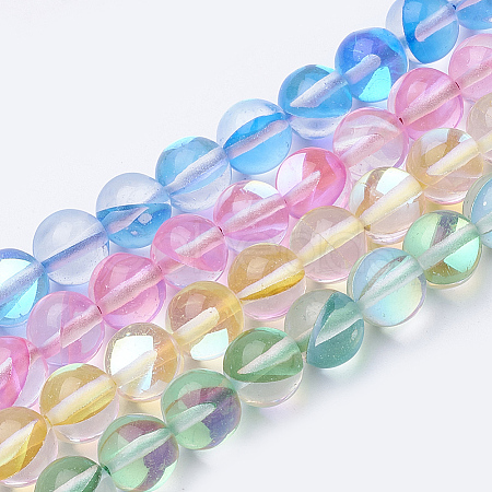 Synthetic Moonstone Beads Strands G-S283-6mm-M1-1