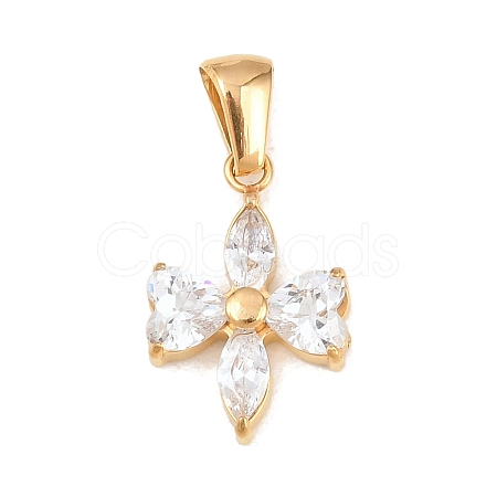 316 Surgical Stainless Steel & Clear Cubic Zirconia Pendants STAS-A137-01B-G-1
