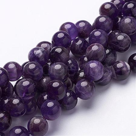15 inch Round Natural Amethyst Beads Strands GSR12mmC062-1