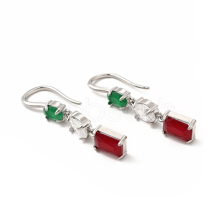 Rack Plating Brass Cubic Zirconia Stud Earrings EJEW-H091-27P-1