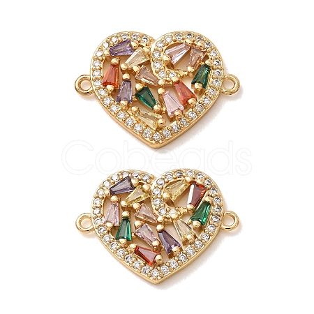 Brass Pave Colorful Cubic Zirconia Connector Charms CU-CBA4579-02G-C-1