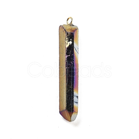 Electroplated Natural Quartz Pendants G-P315-B01-06G-1