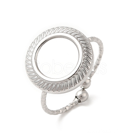 Non-Tarnish 304 Stainless Steel Open Cuff Ring Component X-STAS-E180-09P-1