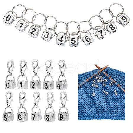 DIY Cube with Number 0~9 Knitting Tool Sets HJEW-NB00198-1
