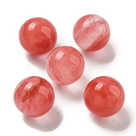 Cherry Quartz Glass Round Ball Figurines Statues for Home Office Desktop Decoration G-P532-02A-08-1