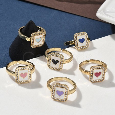 Brass Micro Pave Cubic Zirconia Cuff Rings RJEW-H256-12G-1