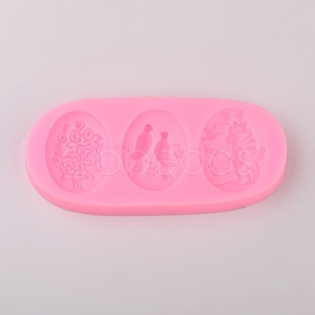 Flower and Brid Design DIY Food Grade Silicone Molds AJEW-L054-89-1
