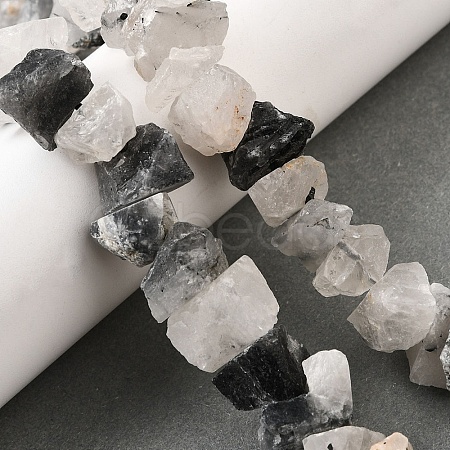 Natural Tourmalinated Quartz Beads Strands G-I283-F15-1