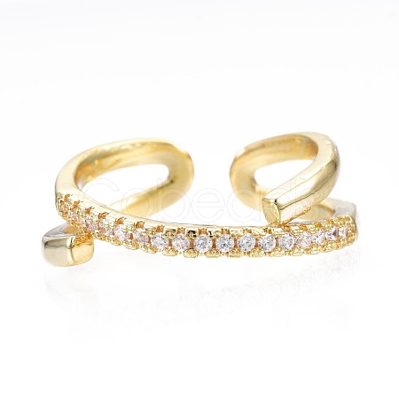 Clear Cubic Zirconia Wrapped Open Cuff Ring for Women RJEW-N035-088-1