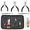 Random Color DIY Jewelry Tool Kits, Round Nose Pliers, Side Cutting Pliers, Wire Cutter, Scissor, Beading Tweezers and Bead Awls, Rings, with Black Bags, 155x110x35mm