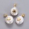 Natural Cultured Freshwater Pearl Pendants, with Brass Findings, Nuggets with Star, Long-Lasting Plated, Golden, 17~27x12~16x6~12mm, Hole: 4x2.5mm