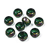 Flower Printed Transparent Acrylic Rondelle Beads TACR-S160-01-C03-1